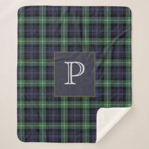 Personalized Plaid Tartan Checkered Monogrammed Sherpa Blanket