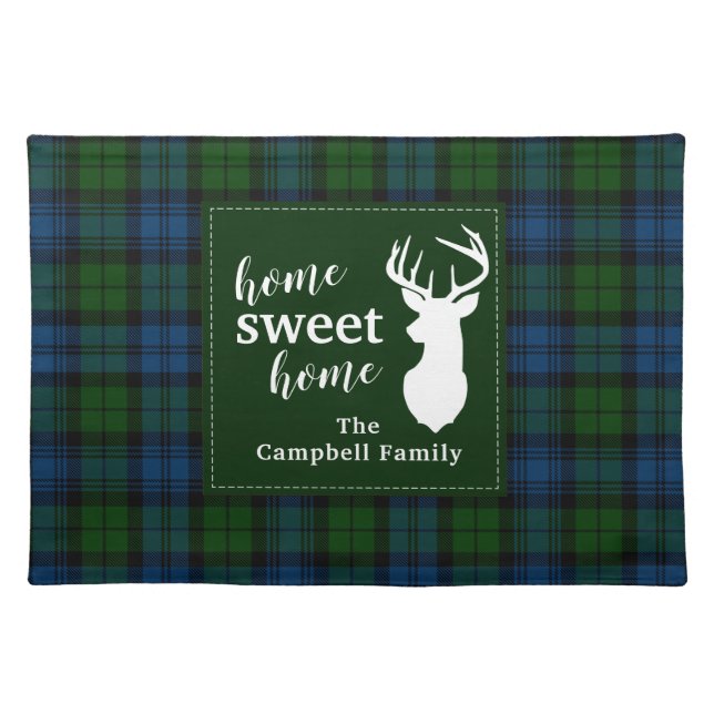 Personalized Plaid Tartan Clan Campbell Military Cloth Placemat (Front)