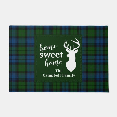 Personalized Plaid Tartan Clan Campbell Military Doormat