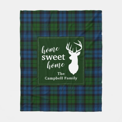 Personalized Plaid Tartan Clan Campbell Military Fleece Blanket