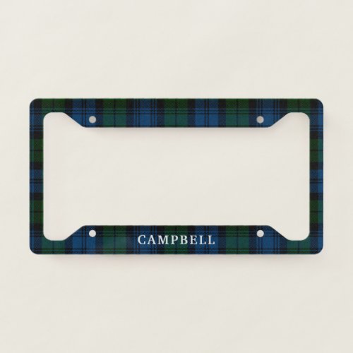 Personalized Plaid Tartan Clan Campbell Military License Plate Frame