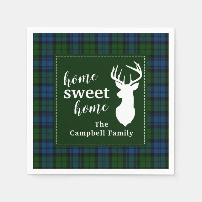 Personalized Plaid Tartan Clan Campbell Military Napkins (Front)