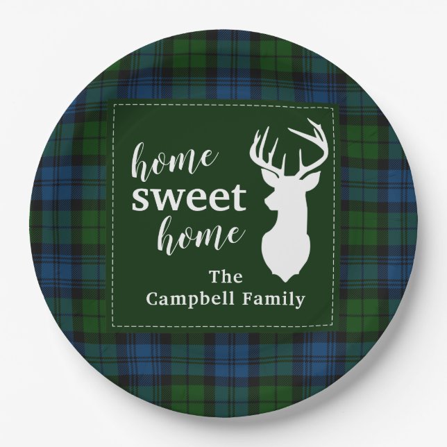 Personalized Plaid Tartan Clan Campbell Military Paper Plates (Front)