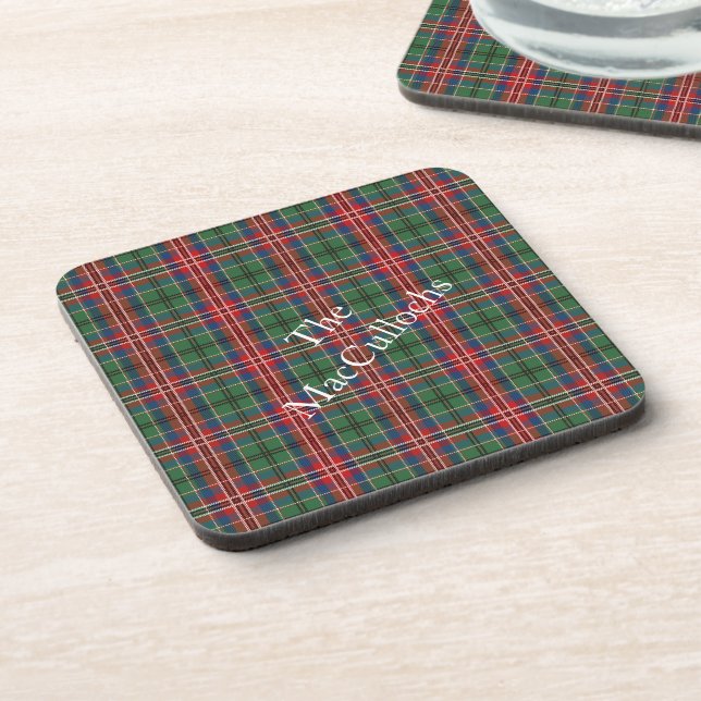 Personalized Plaid Tartan Rustic Beverage Coaster (Left Side)