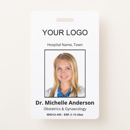 Personalized Plain White Doctor Photo Identity Badge