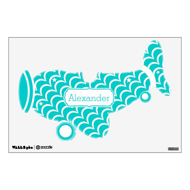Personalized Plane Baby Boy or Toddler Blue Boy's Wall Sticker (Front)