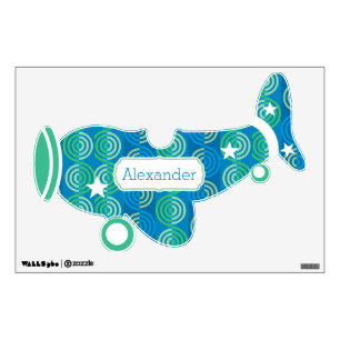 Personalized Plane Baby Boy or Toddler Blue Green Wall Sticker