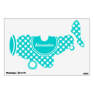 Personalized Plane Baby Boy or Toddler Mint Green Wall Sticker