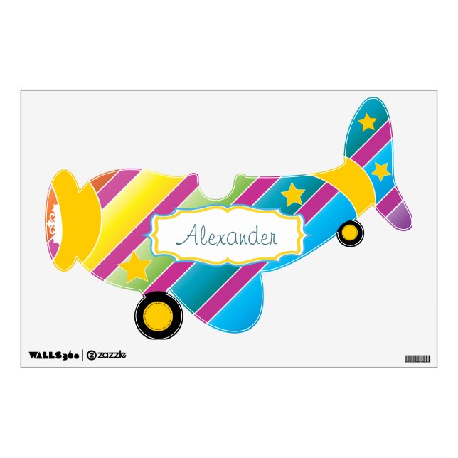 Personalized Plane Baby Boy or Toddler Wall Decal (Front)