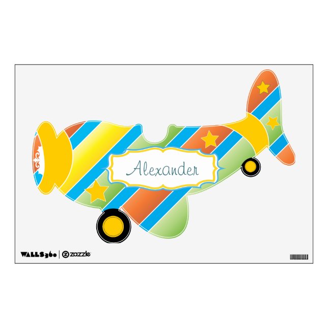 Personalized Plane Baby Boy or Toddler Wall Decal (Front)