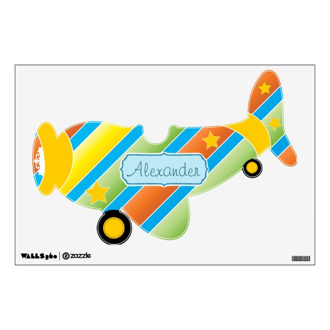 Personalized Plane Baby Boy or Toddler Wall Decal (Front)