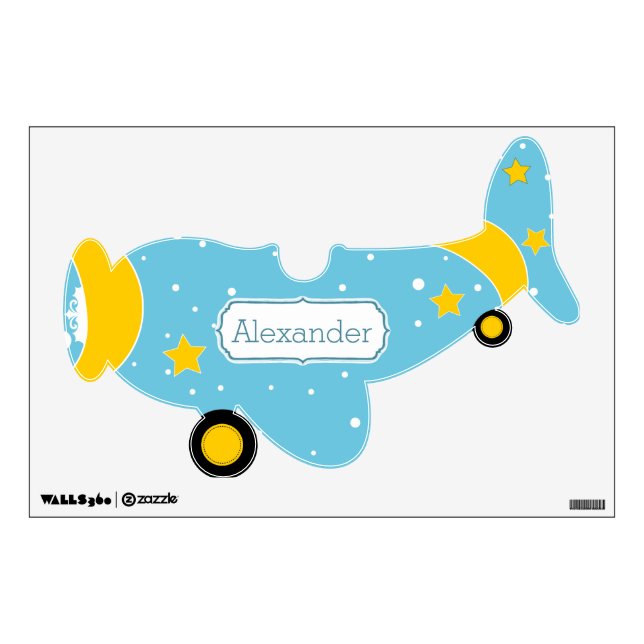 Personalized Plane Baby Boy or Toddler Wall Decal (Front)