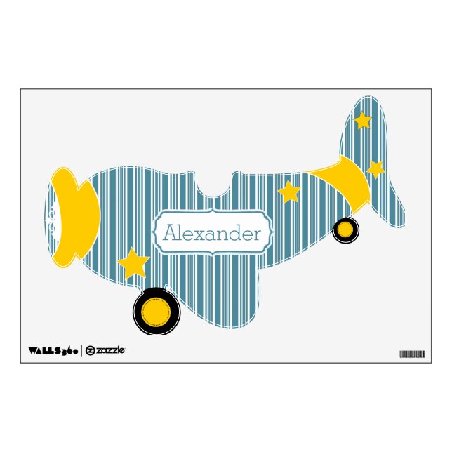 Personalized Plane Baby Boy or Toddler Wall Decal (Front)