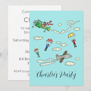 Personalized Planes and Parachutes Invitation