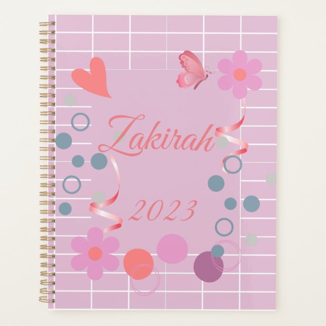 Personalized Planner Custom Name pink planner (Front)