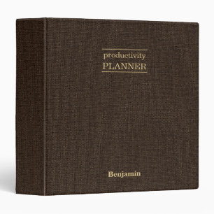 Personalized Planner Notes Brown Linen Look 3 Ring Binder
