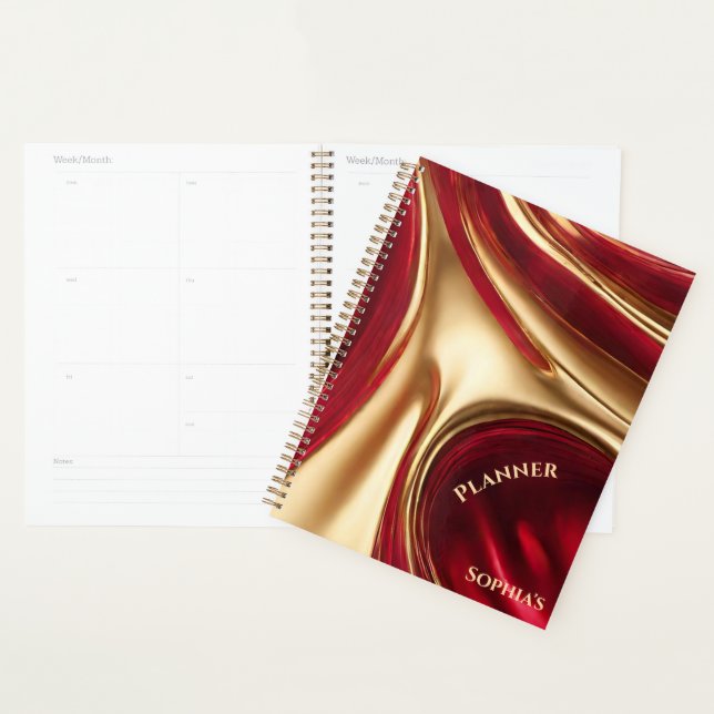 Personalized Planner- Red and Gold- Planner (Display)