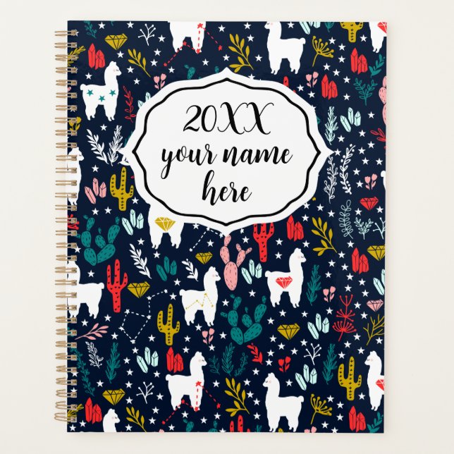 Personalized Planner with Alpacas (Front)