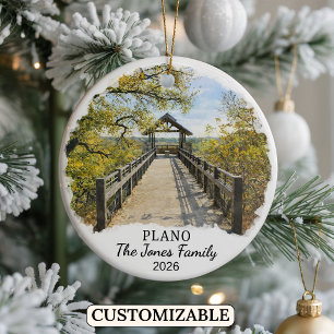 Personalized Plano Ornament, Custom Texas Ceramic Ornament