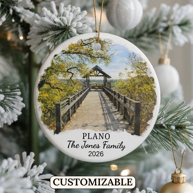 Personalized Plano Ornament, Custom Texas Ceramic Ornament (Creator Uploaded)