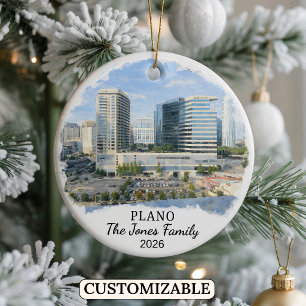 Personalized Plano Ornament, Custom Texas Ceramic Ornament