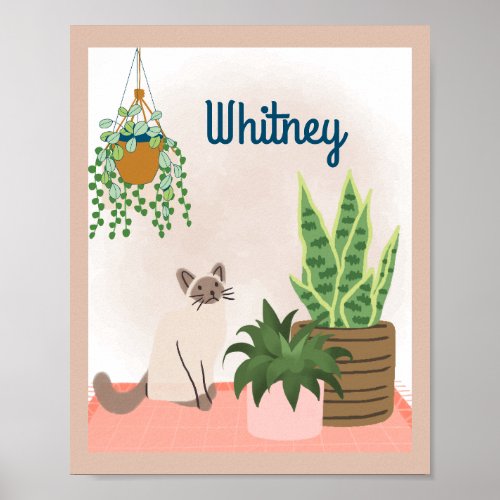 Personalized Plant and Cat Lover Wall Art