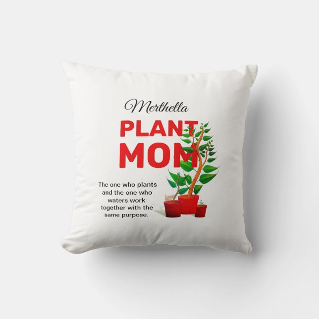 Personalized PLANT MOM Christian Throw Pillow (Front)