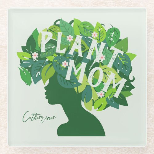 Personalized Plant Mom Gardener Glass Coaster