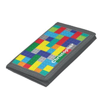 Personalized Plastic Toy Bricks Building Blocks Tri-fold Wallet by DaisyPrint at Zazzle
