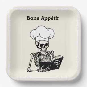 Personalized Plates, Bone Appétit Skeleton Chef Paper Plates