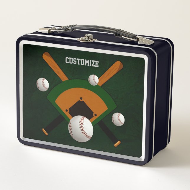 Personalized Play Ball Baseball  Metal Lunch Box (Front)