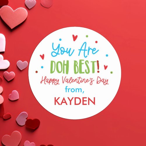 Personalized Play Doh Valentine Day Treat   Classic Round Sticker