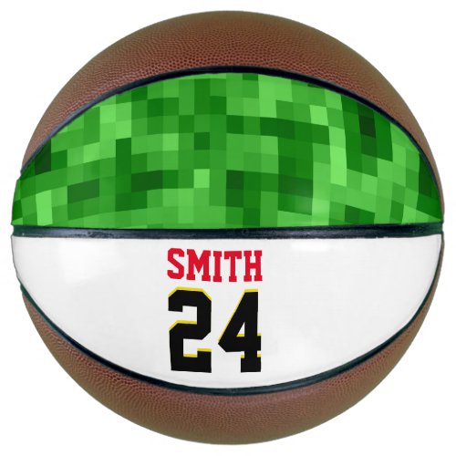 Personalized Player Award Ball Green Red Black  Basketball