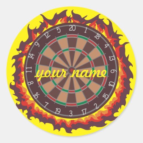 Personalized Player Darts Classic Round Sticker