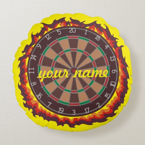 Personalized Player Darts Round Pillow