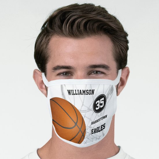 personalized player name team name basketball face mask