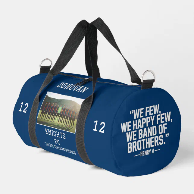 Team Photo Duffel Bag – Personalized Player Name & Shakespeare Quote