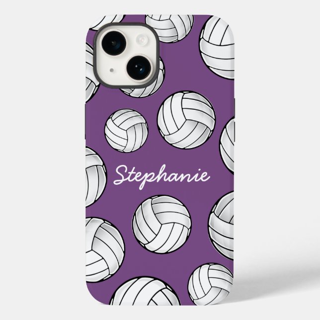 Personalized Player Name Volleyball Purple Case-Mate iPhone Case (Back)