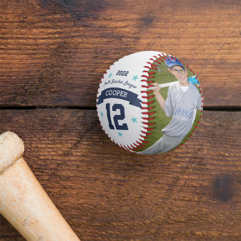 Personalized Player Photo & Number Baseball by RedwoodAndVine at Zazzle