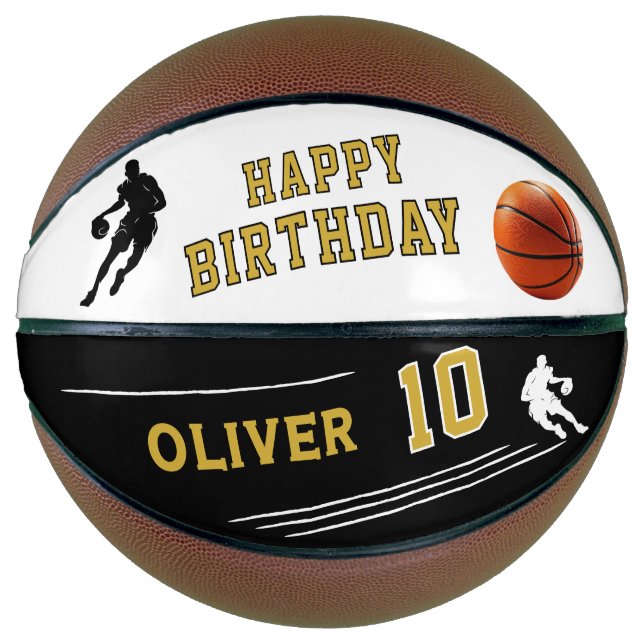 Personalized Player Silhouette Happy Birthday Basketball (Front)