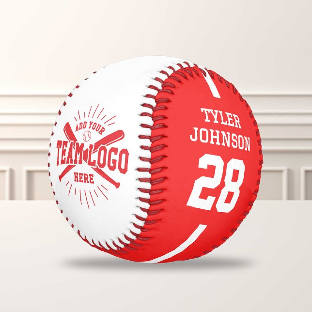 Personalized Player Team Logo Red Baseball (Creator Uploaded)