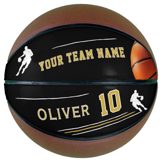 Personalized Player Team Name Silhouette Basketball (Front)