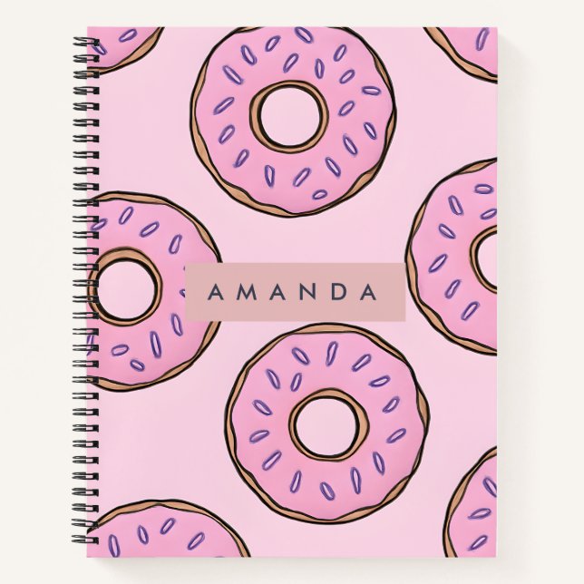 Personalized Playful Pastel Pink Donut  Notebook (Front)