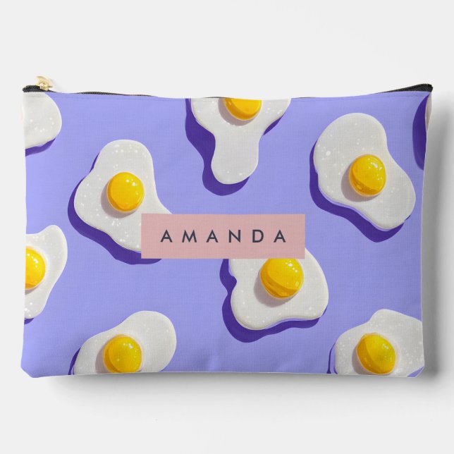 Personalized Playful Sunny Side Up Eggs Accessory Pouch (Front)