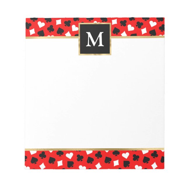 Personalized Playing Card Suits with Gold  Notepad (Front)