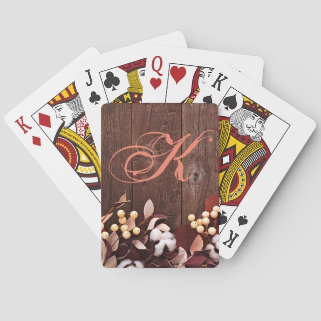 Personalized Playing Cards Cotton Branch on Dark W (Back)