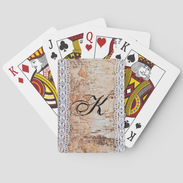 Personalized Playing Cards Country Barn Wood Lace (Back)