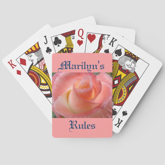 Personalized Playing Cards Pink Rose Your Rules (Back)