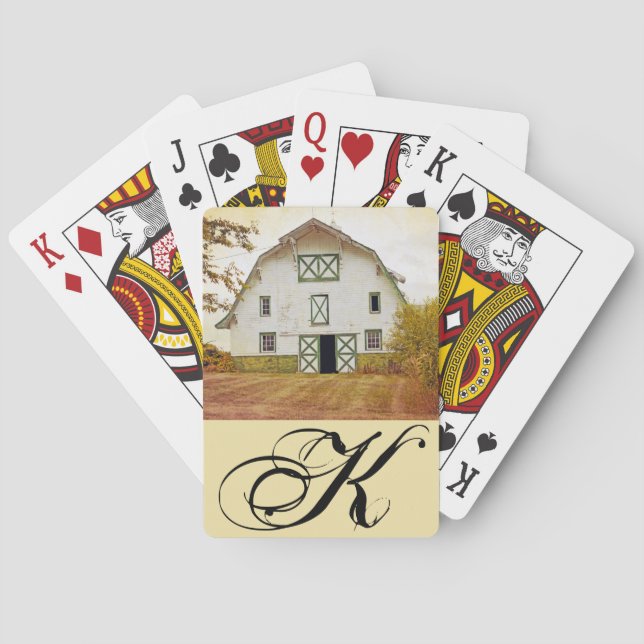 Personalized Playing Cards Sunset Barn Country Rus (Back)