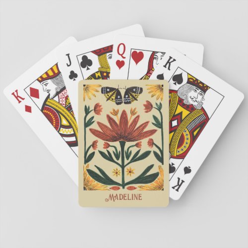 Personalized Playing Cards Vintage Flowers